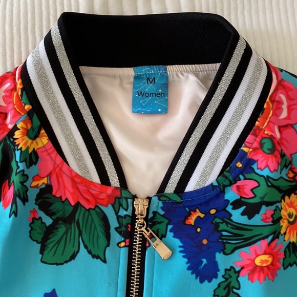 49 Dzines Floral Bomber Jacket Blackfoot-designed M - Picture 2 of 4